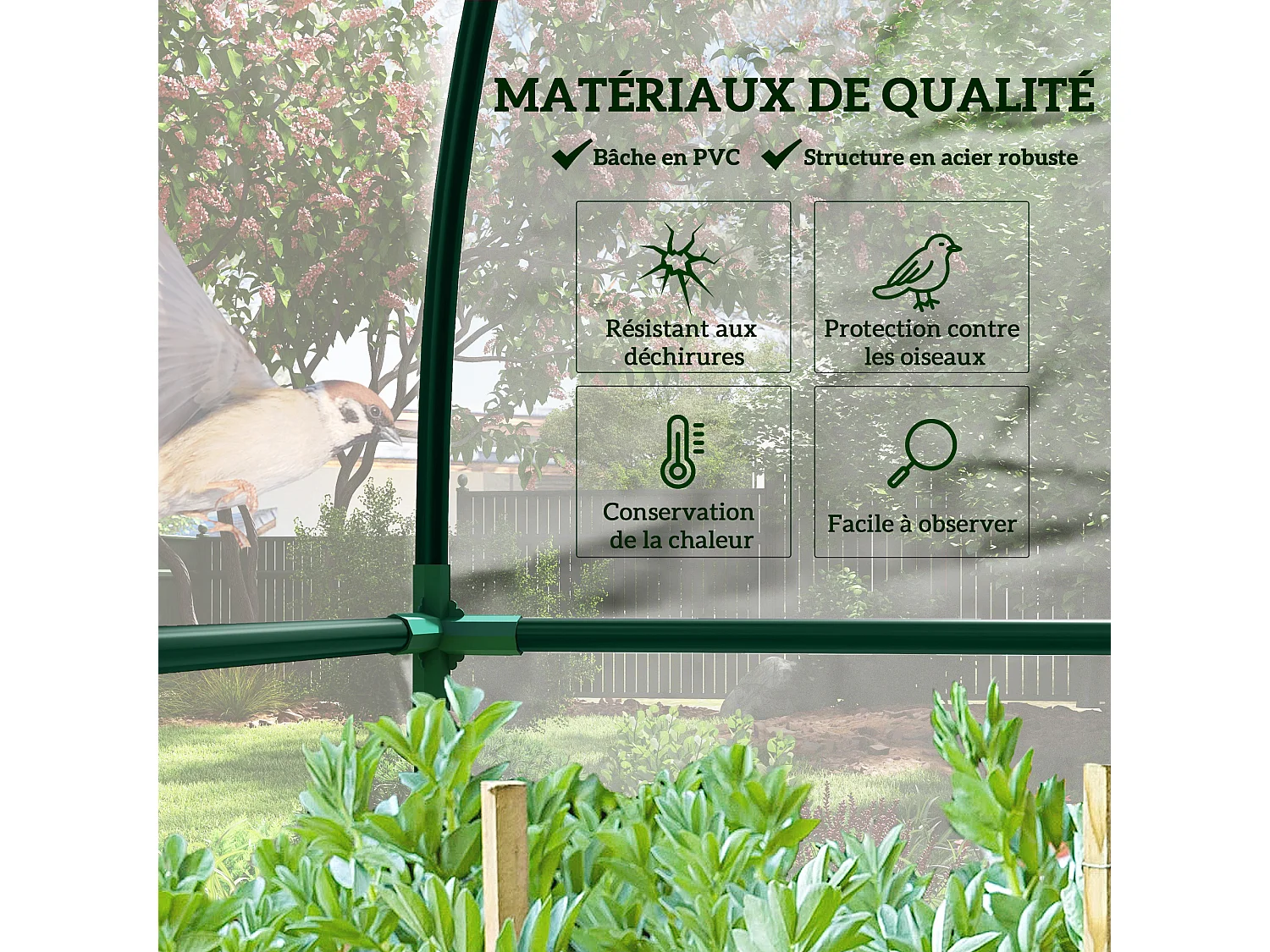 Serre de jardin adossée serre adossée dim. 1,43L x 1,18l x 2,12H m 2 portes zippées enroulables acier PVC transparent