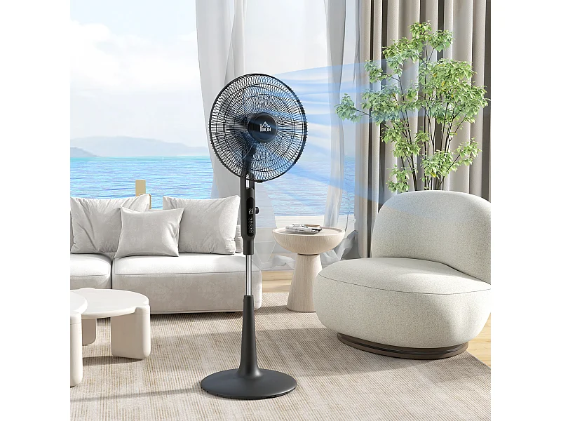 Ventilateur oscillant réglable sur pied 40W 3 modes 28 vitesses timer  fonction anti-moustique télécommande noir