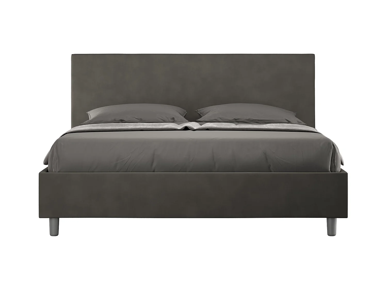 Gepolstertes Bett Adele aus grauer Mikrofaser ohne Untergestell, 160 x 190
