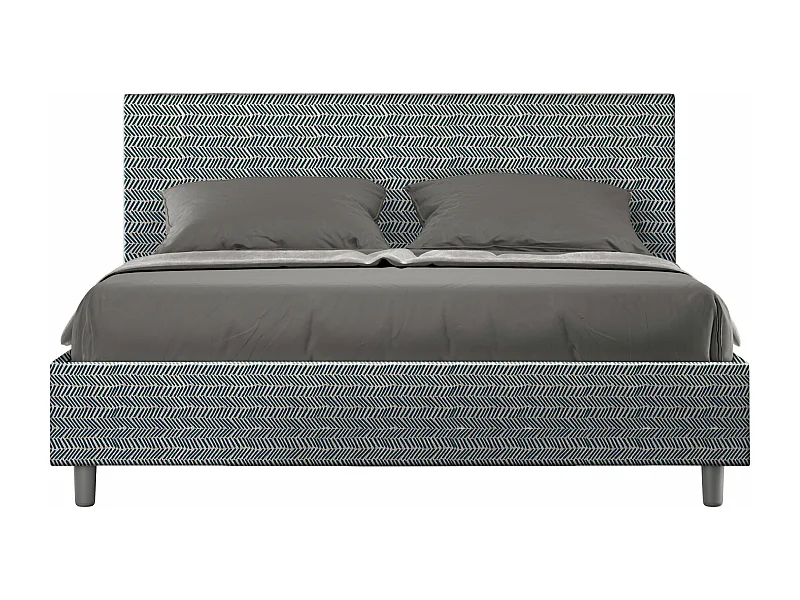 Letto senza rete imbottito 160x210 tessuto Aragona 8 blu Adele