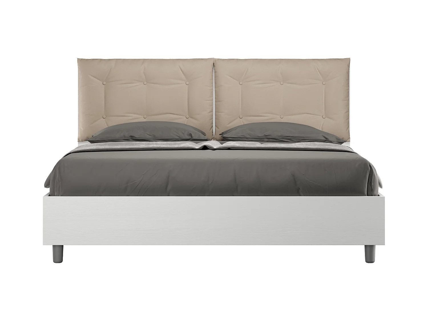 Lit sans sommier 160x200 avec coussins similicuir taupe Egos Annalisa