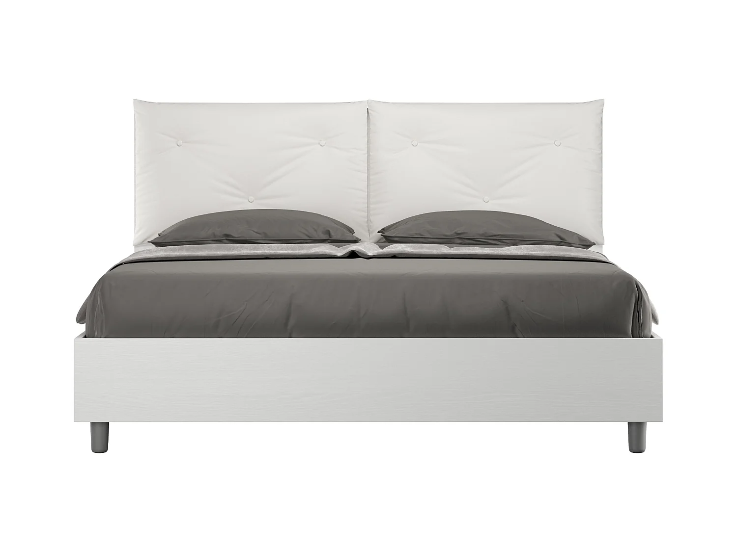 Lit coffre 160x200 avec coussins similicuir blanc Egos Appia