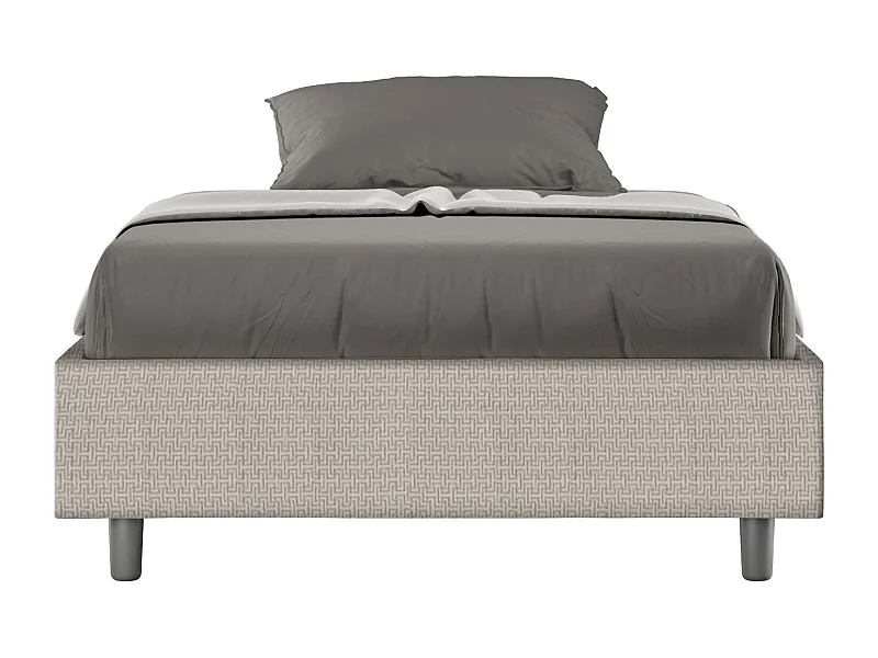 Cadre de lit 1 place et demi coffre rembourré 120x190 tissu Labirinto 1 blanc Azelia