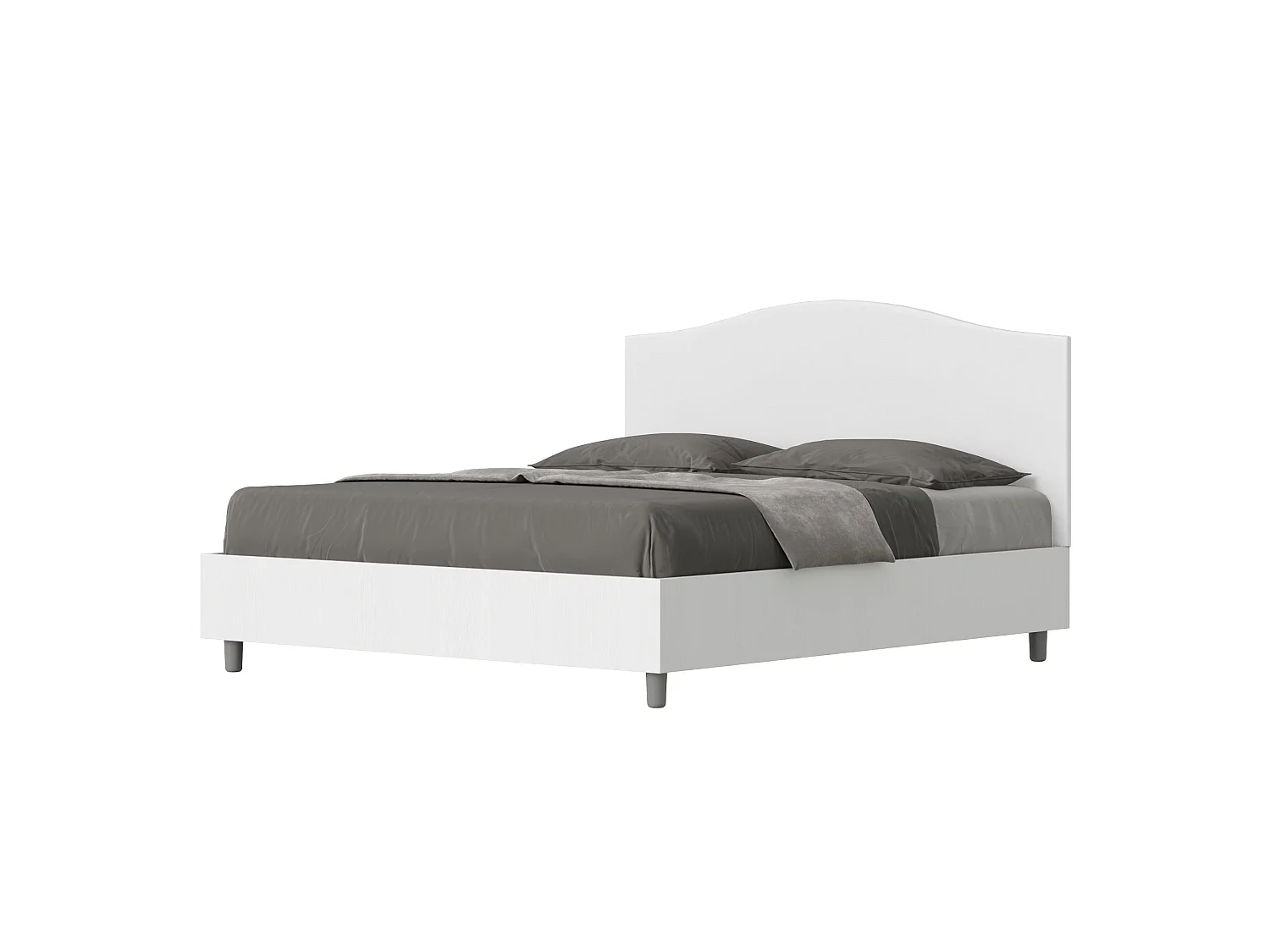 Lit coffre 160x190 structure frêne blanc tête de lit similicuir blanc Grace