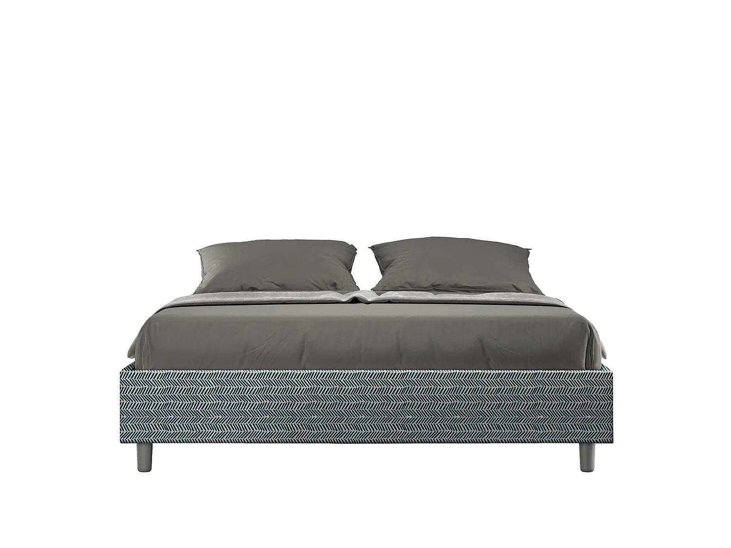 Cama con almacenaje acolchada sin cabecero 160x190 tejido Aragona 8 azul Azelia