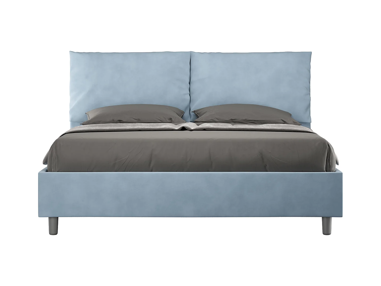 Lit coffre rembourré 160x210 microfibre bleu clair Antea
