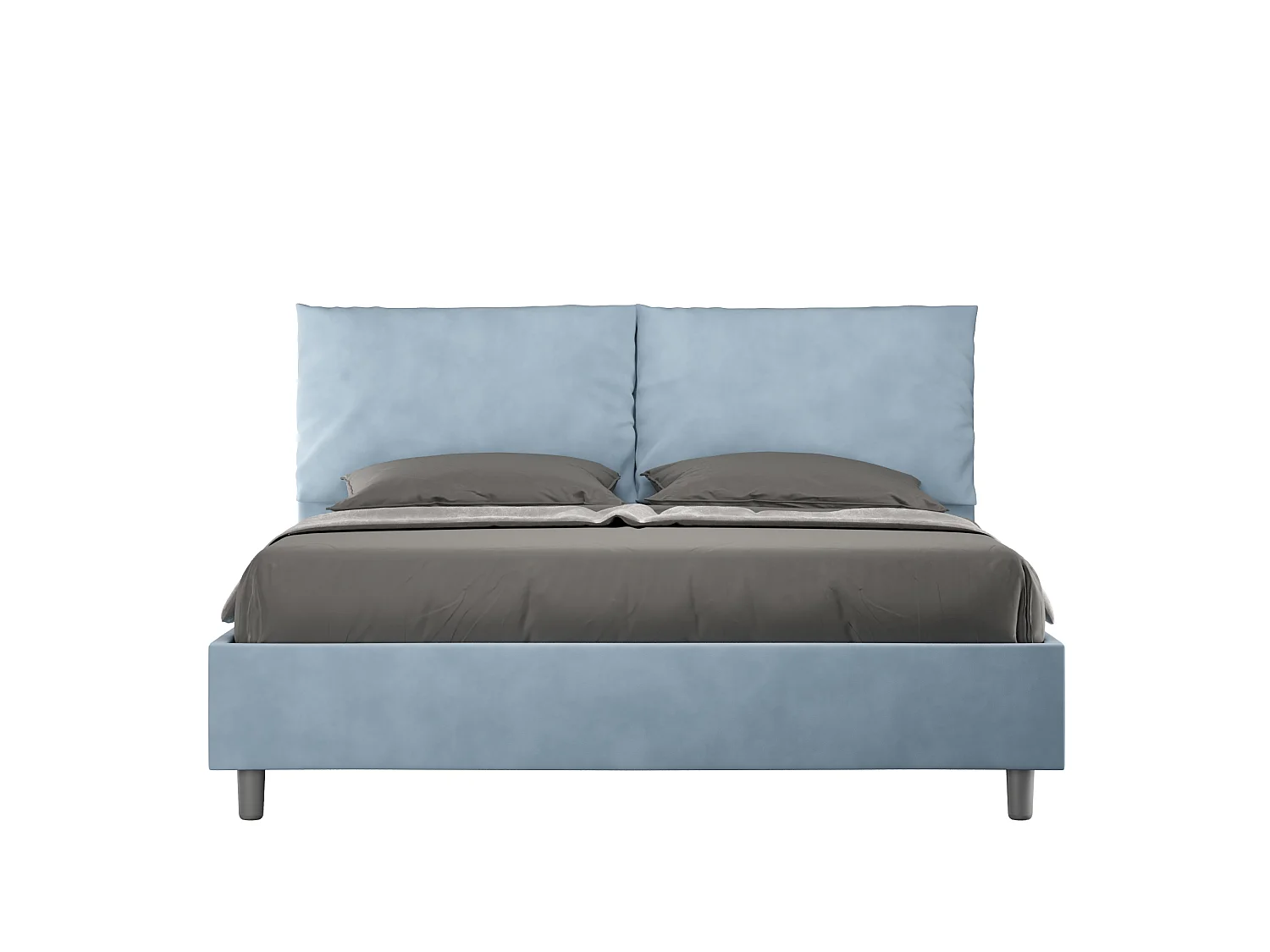 Lit coffre rembourré 160x210 microfibre bleu clair Antea
