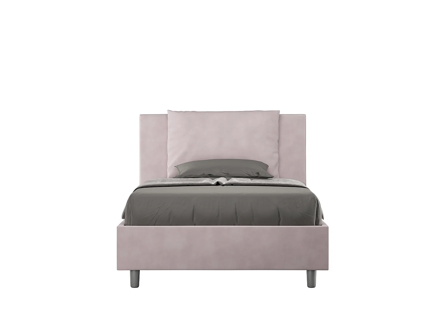 Cama de una plaza y medio con almacenaje acolchada 120x190 microfibra lila Antea