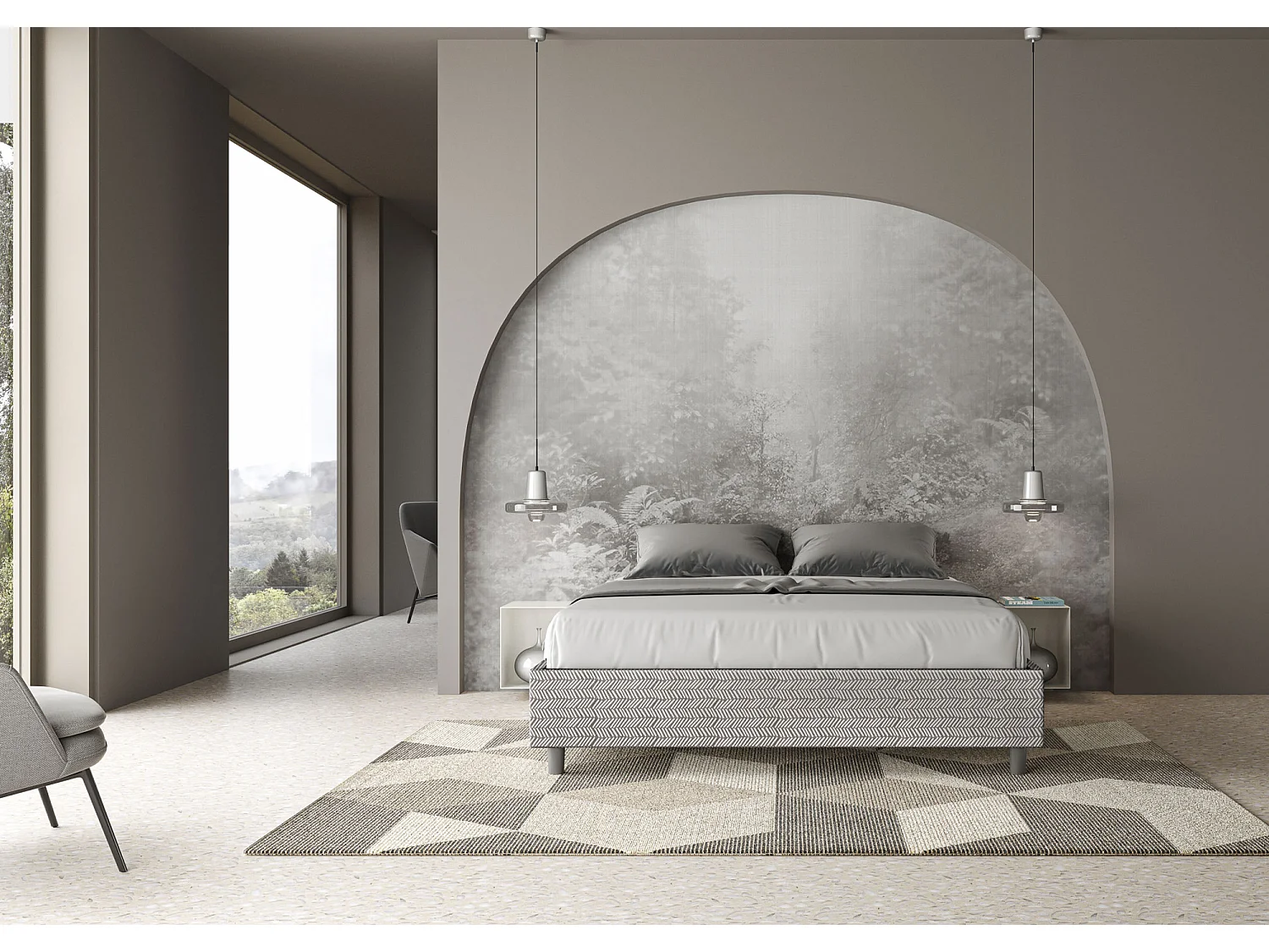 Cama con almacenaje acolchada sin cabecero 160x190 tejido Aragona 1 blanco Azelia