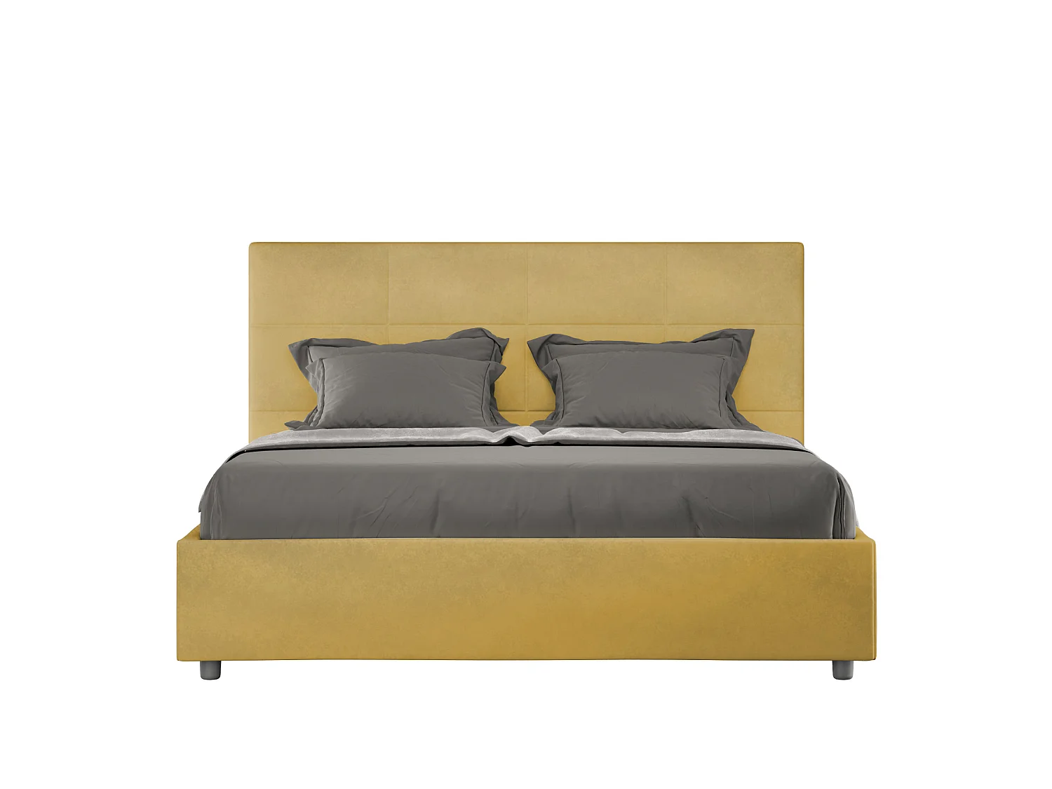 Lit coffre rembourré 160x210 microfibre ocre Mika
