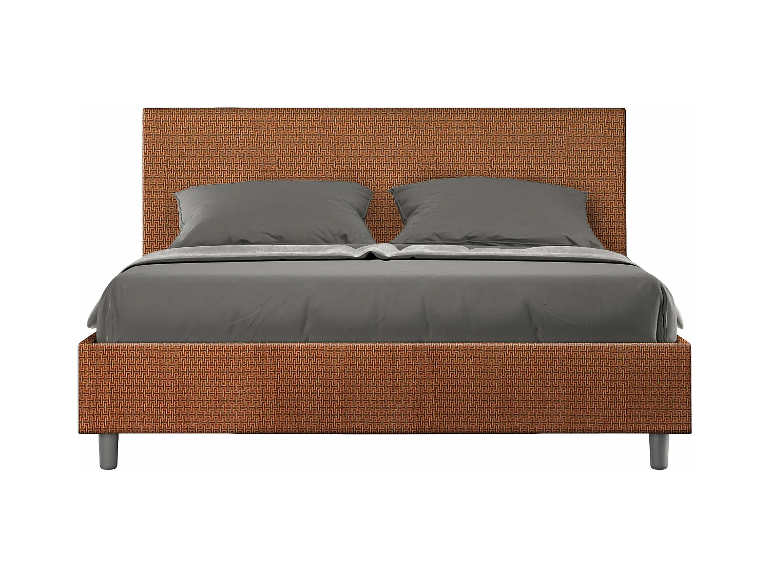 Lit coffre rembourré 160x210 tissu Labirinto 04 orange Adele