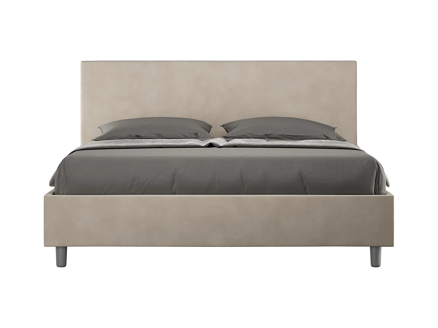 Lit coffre rembourré 160x210 microfibre sable Adele