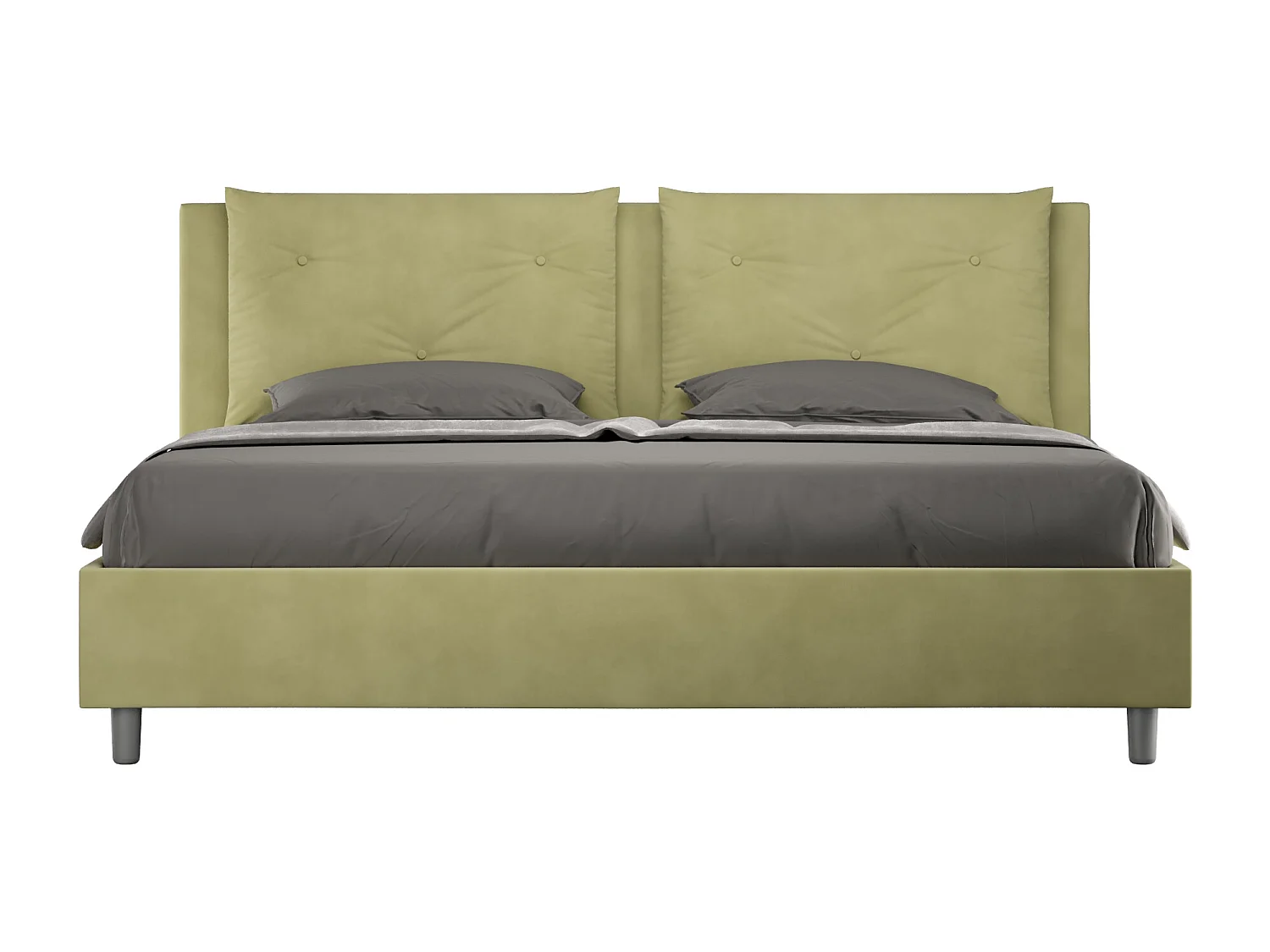 Gepolstertes Bett mit Bettkasten 200x200 mit Mikrofaserbezug Grün Appia