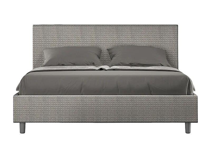 Lit coffre rembourré 160x200 tissu Labirinto 02 gris Adele