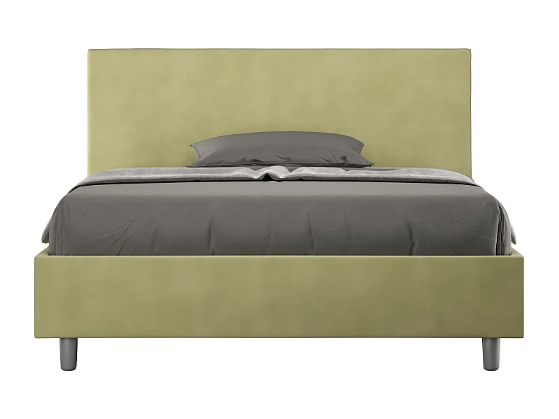 Gepolstertes Bett mit Bettkasten 140x210 mit Mikrofaserbezug Grün Adele