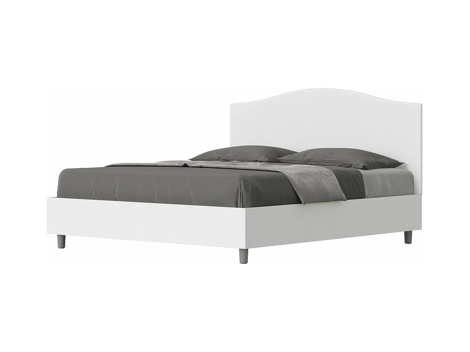 Lit coffre 160x200 structure frêne blanc tête de lit similicuir blanc Grace