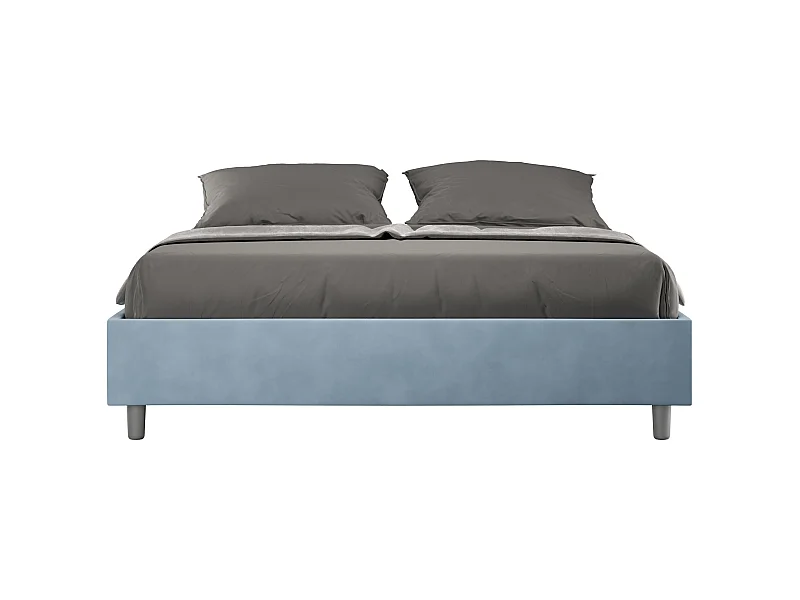 Letto Sommier contenitore imbottito 160x210 microfibra azzurro Azelia