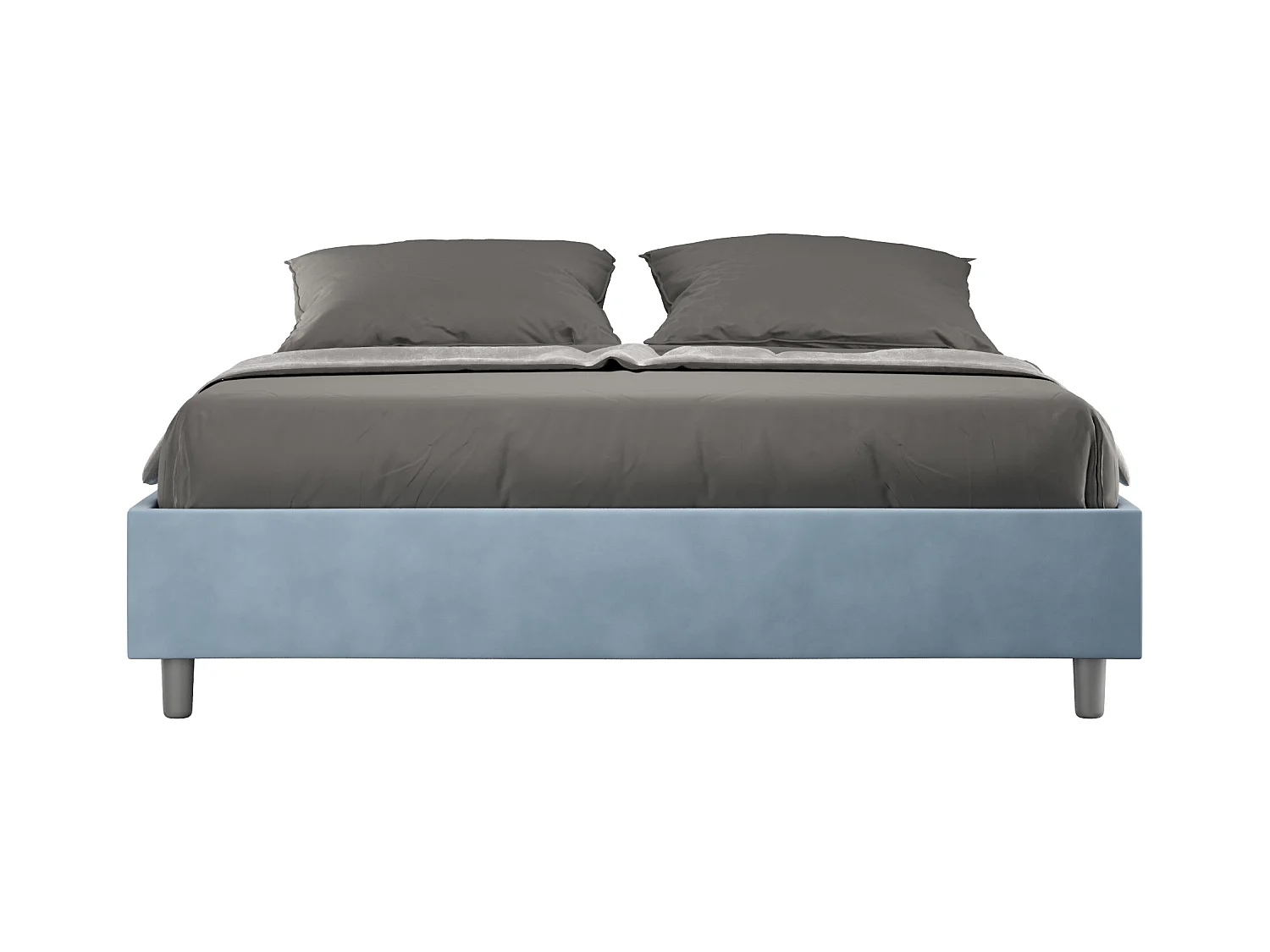 Lit coffre rembourré 160x210 microfibre bleu clair Azelia