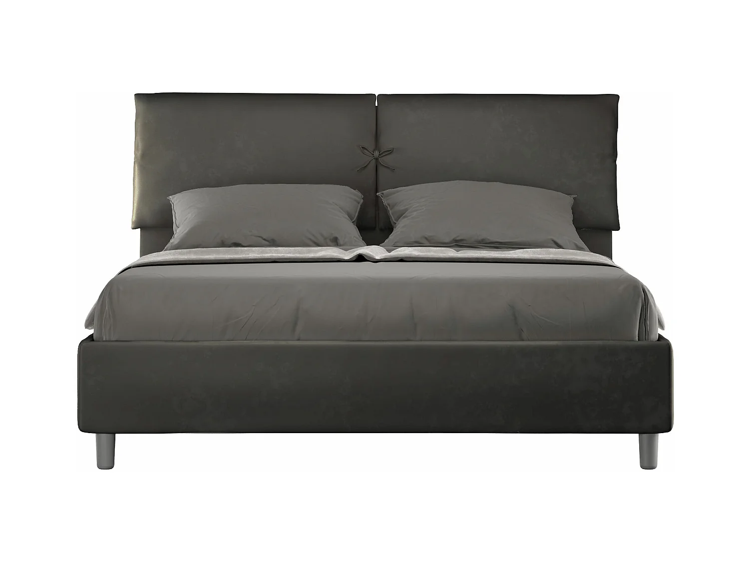 Lit coffre rembourré 160x210 microfibre gris Mados