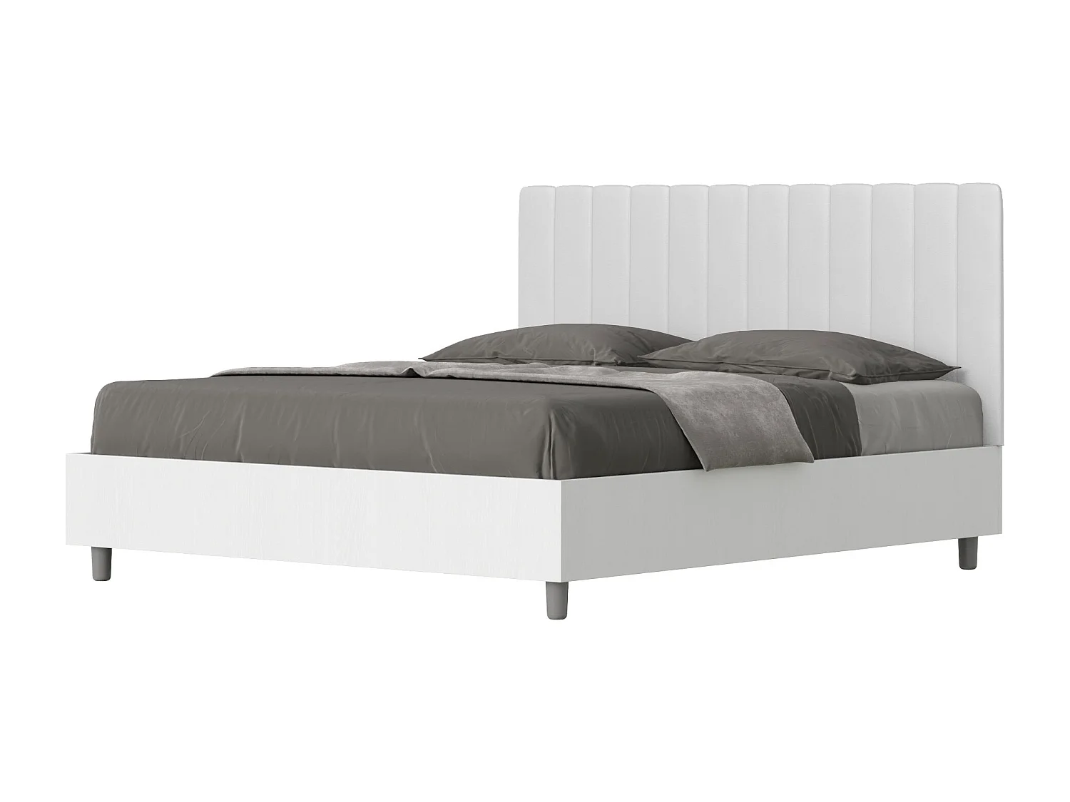 Letto contenitore 160x200 struttura bianco frassino testata Nobilitato/Similpelle bianco Kaia