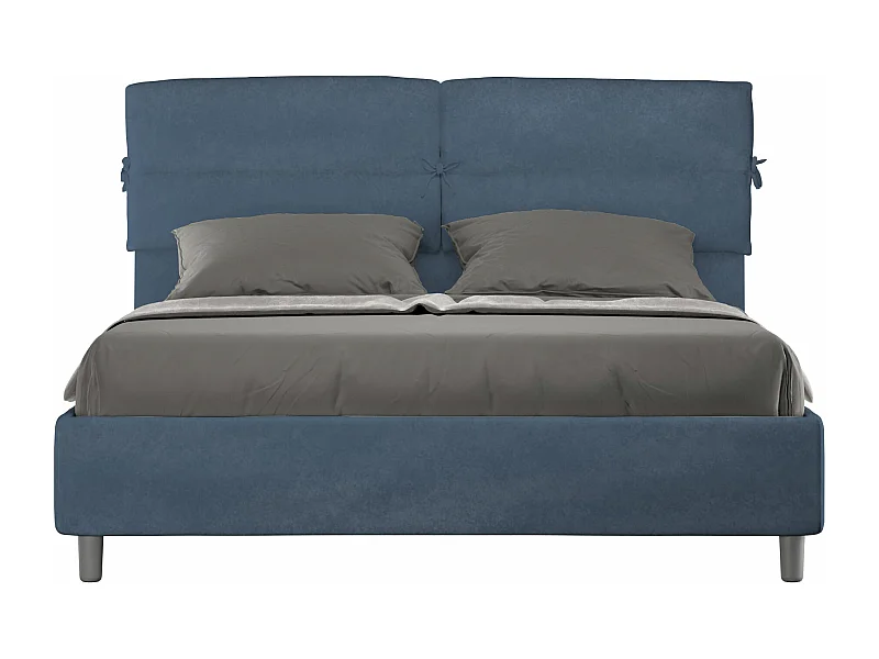Cama contenedor acolchada de microfibra Nandy azul 160x210