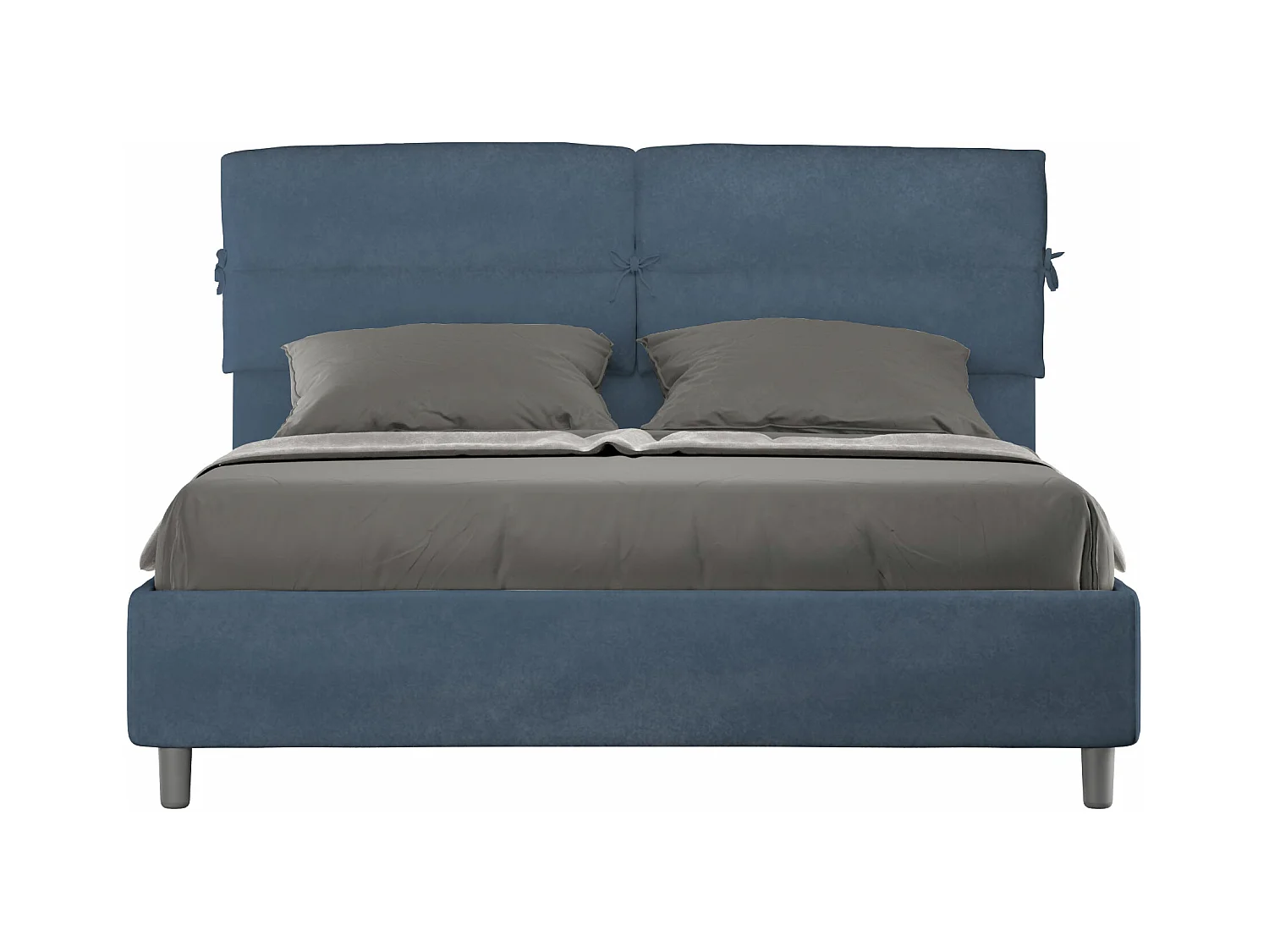 Lit coffre rembourré 160x210 microfibre bleu Nandy