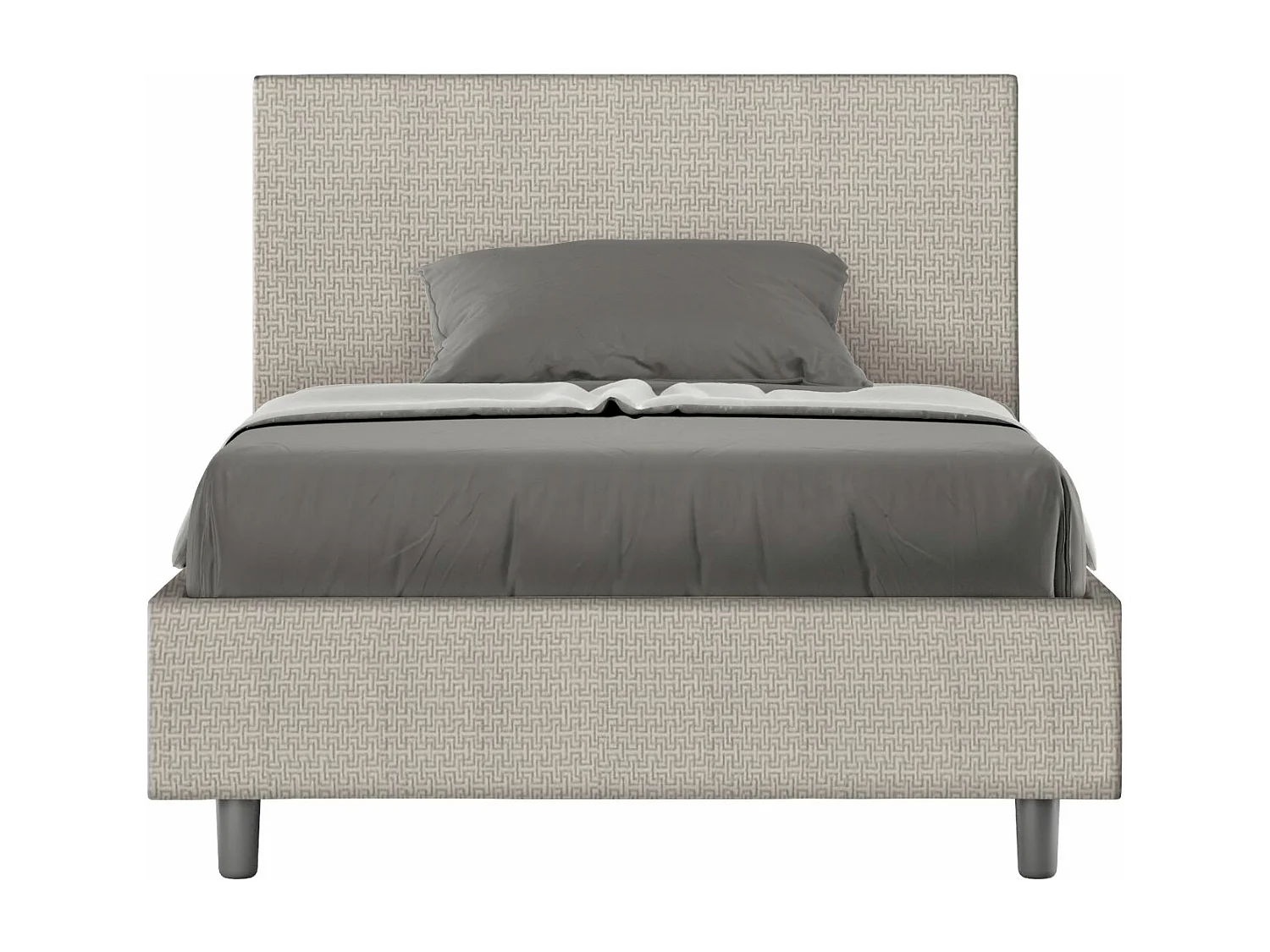 Lit 1 place et demi coffre rembourré 120x210 tissu Labirinto 1 blanc Adele