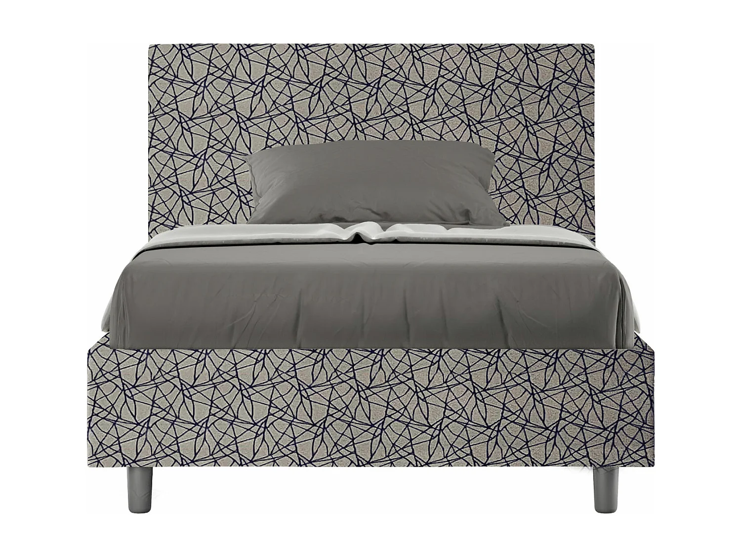 Letto una piazza e mezza contenitore imbottito 120x210 tessuto Era 9 blu Adele