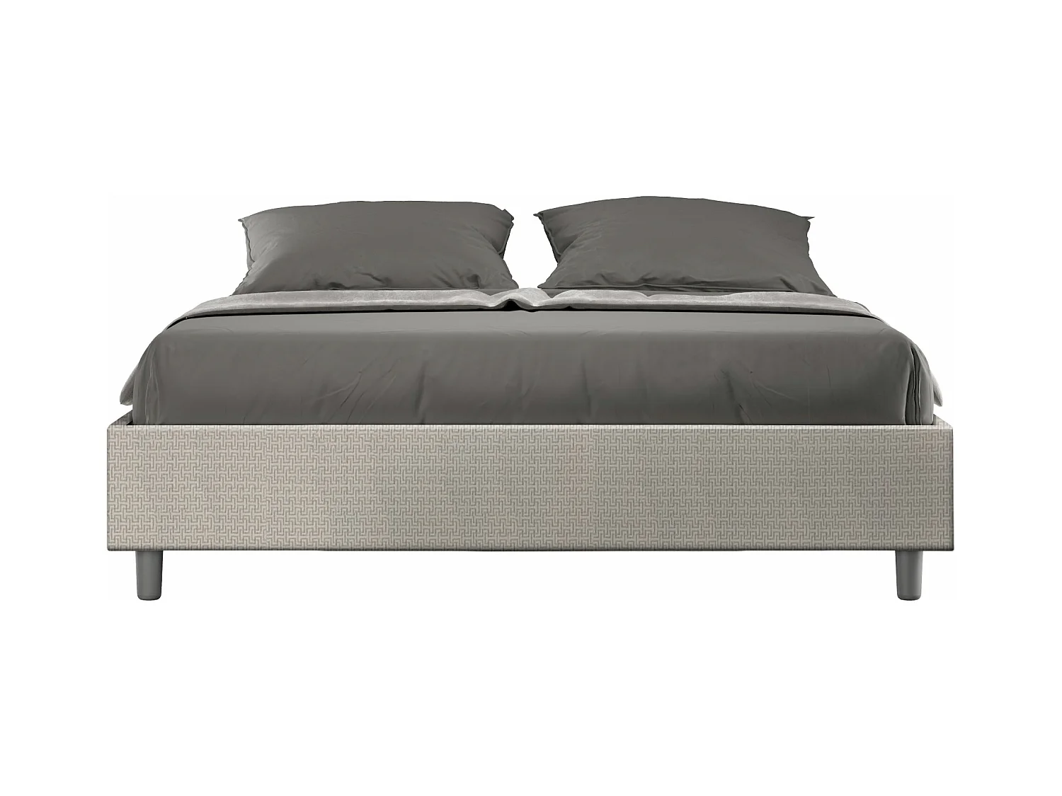 Lit coffre rembourré 160x210 tissu Labirinto 01 blanc Azelia