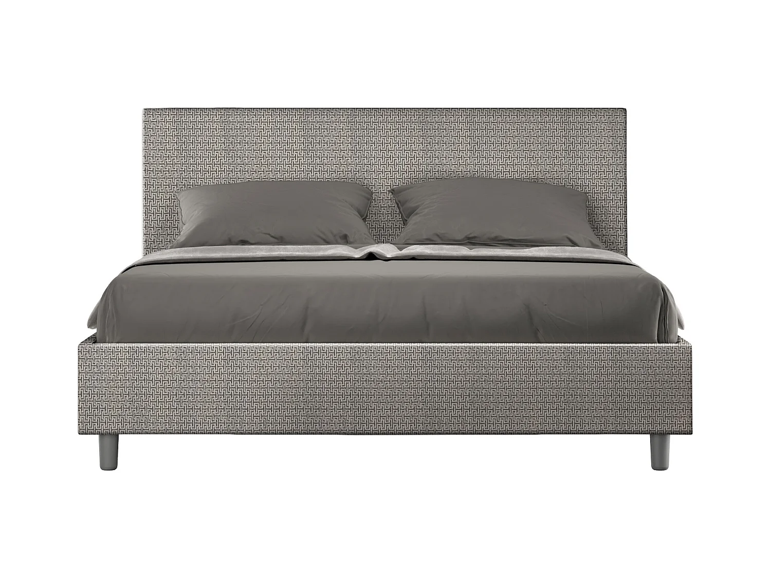 Lit coffre rembourré 160x210 tissu Labirinto 02 gris Adele