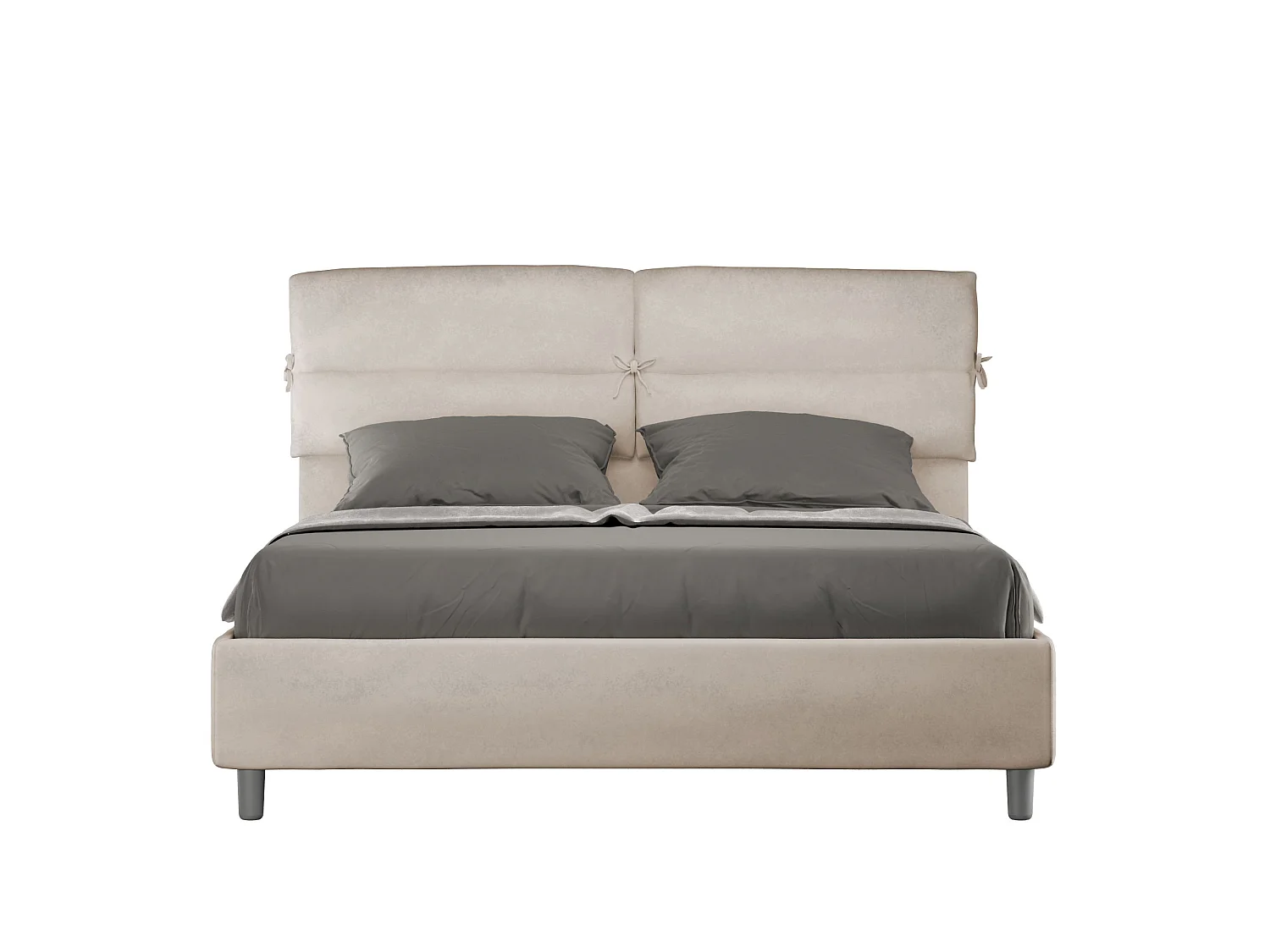 Lit coffre rembourré 160x200 microfibre sable Nandy