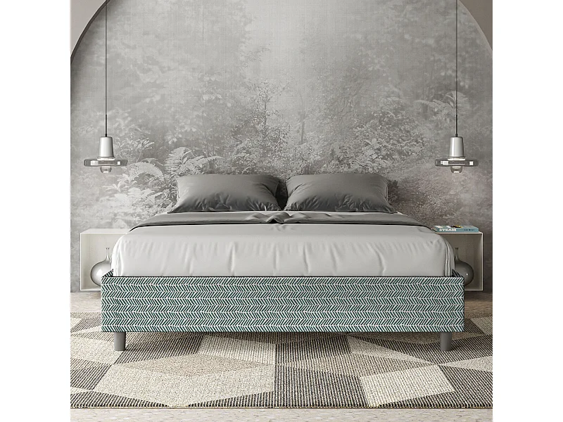 Gepolstertes Bett mit Bettkasten 160x190 mit Stoffbezug Aragona 7 Himmelblau Azelia