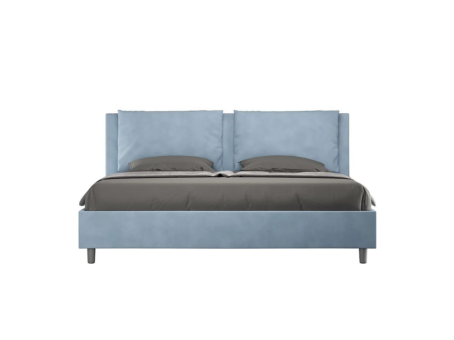 Lit coffre rembourré 180x200 microfibre bleu clair Antea
