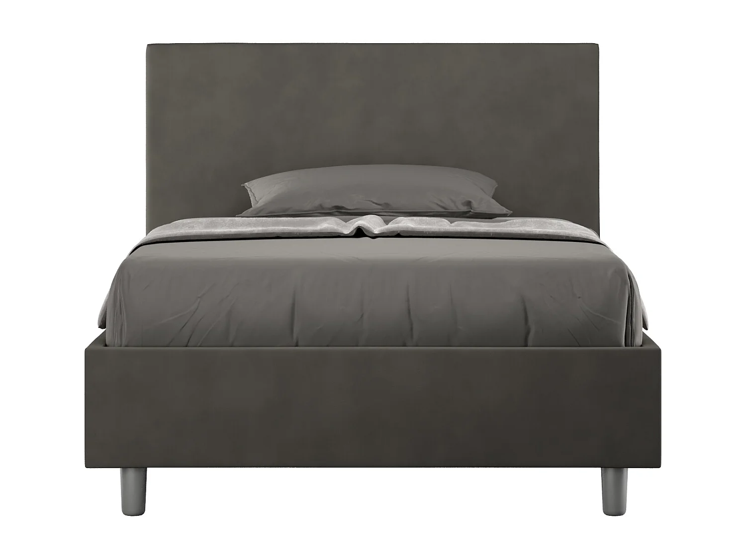 Lit 1 place et demi coffre rembourré 120x200 microfibre gris Adele