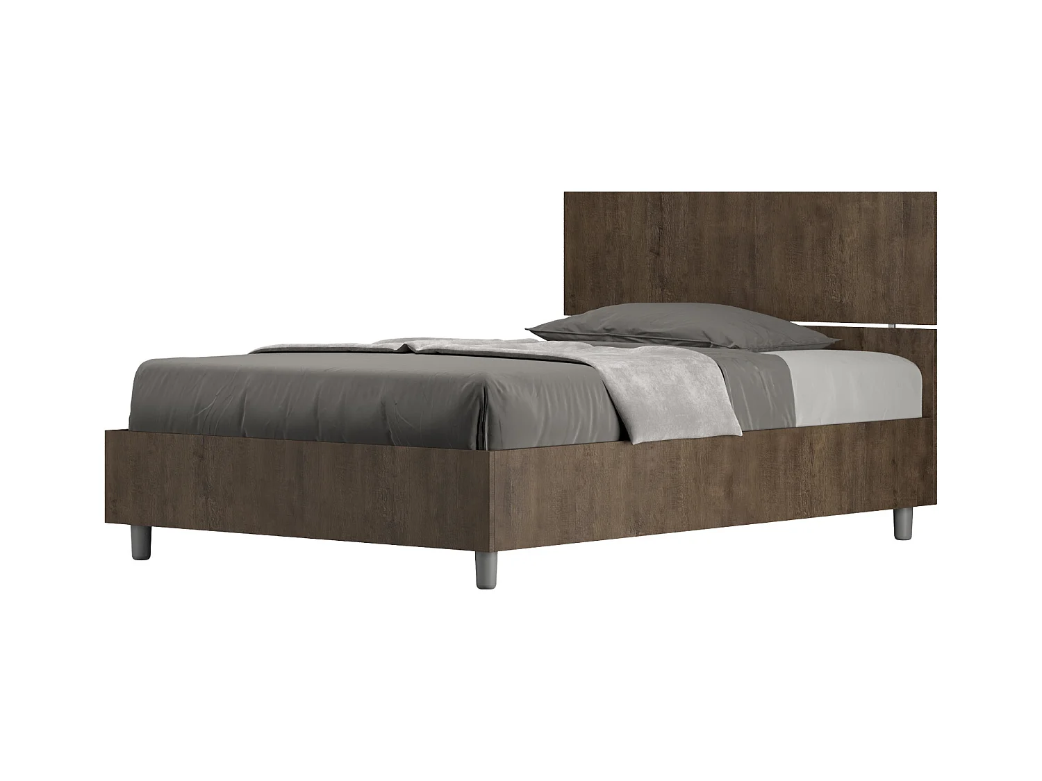 Lit 1 place et demi coffre 120x200 tête de lit droite noyer Demas