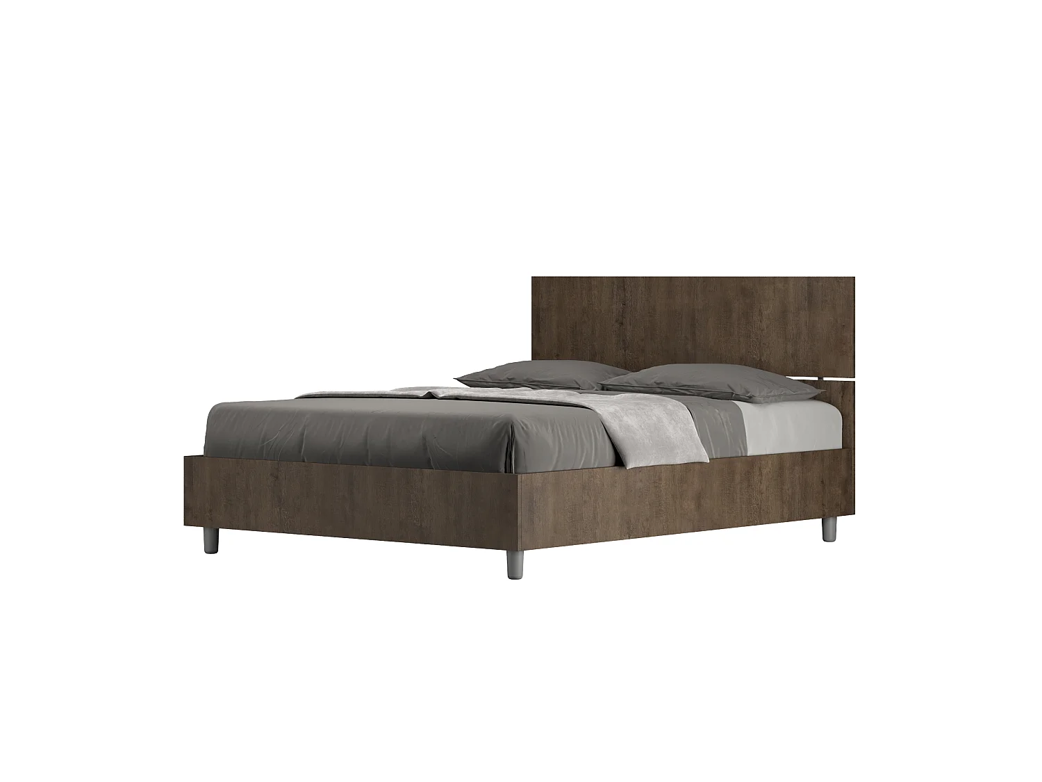Lit double coffre 140x200 tête de lit droite noyer Demas