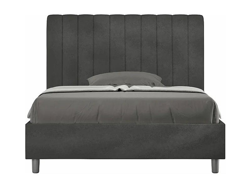 Lit 1 place et demi coffre rembourré 120x200 microfibre gris Agueda