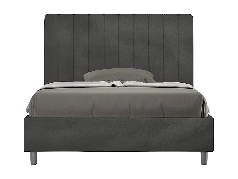 Lit 1 place et demi coffre rembourré 120x200 microfibre gris Agueda