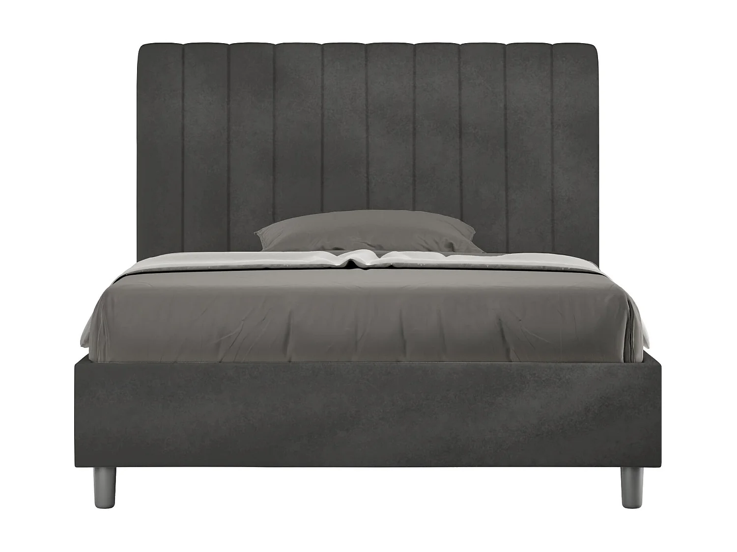 Lit 1 place et demi coffre rembourré 120x200 microfibre gris Agueda