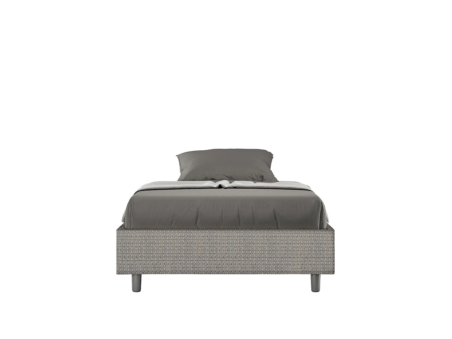 Cadre de lit 1 place et demi coffre rembourré 120x190 tissu Labirinto 2 gris Azelia