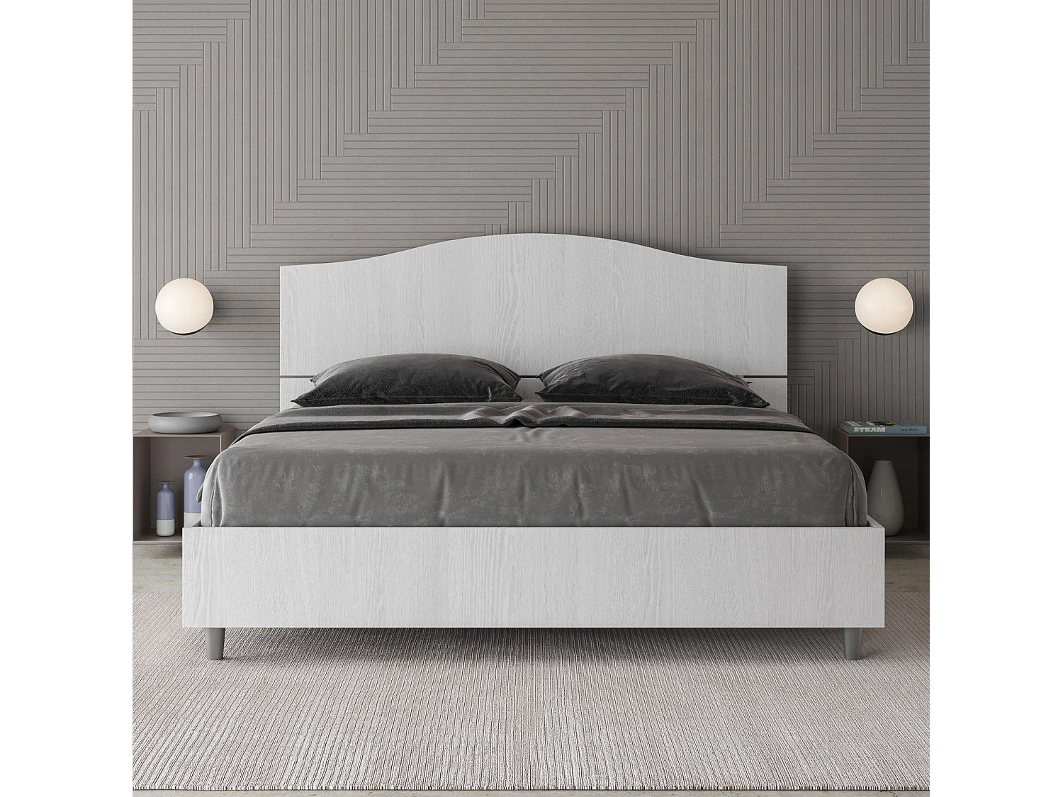 Cama con almacenaje 160x200 fresno blanco Dores