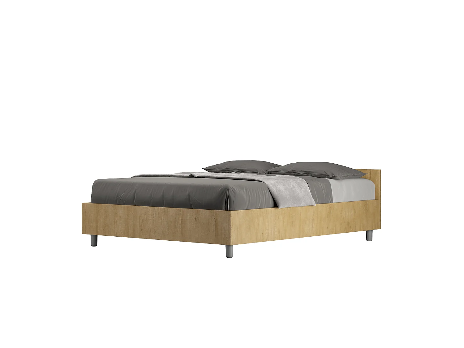 Letto matrimoniale francese contenitore 140x200 quercia Nuamo