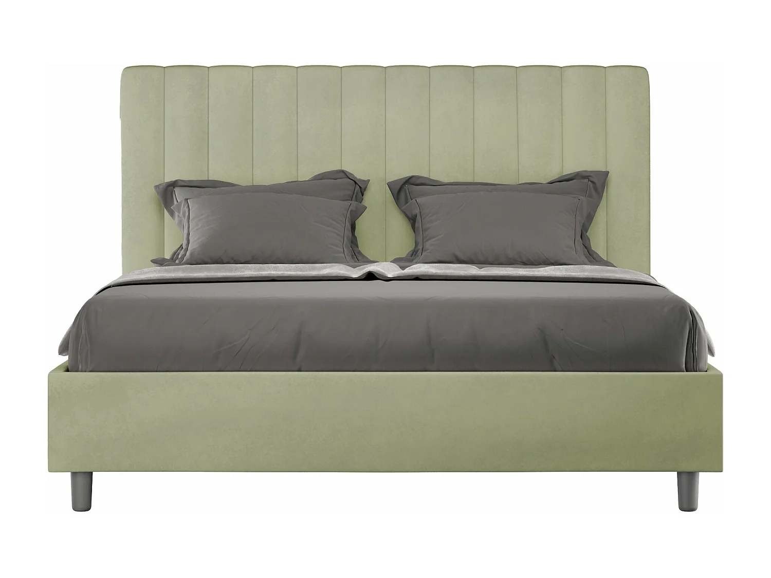Lit double coffre rembourré 140x200 microfibre vert Agueda
