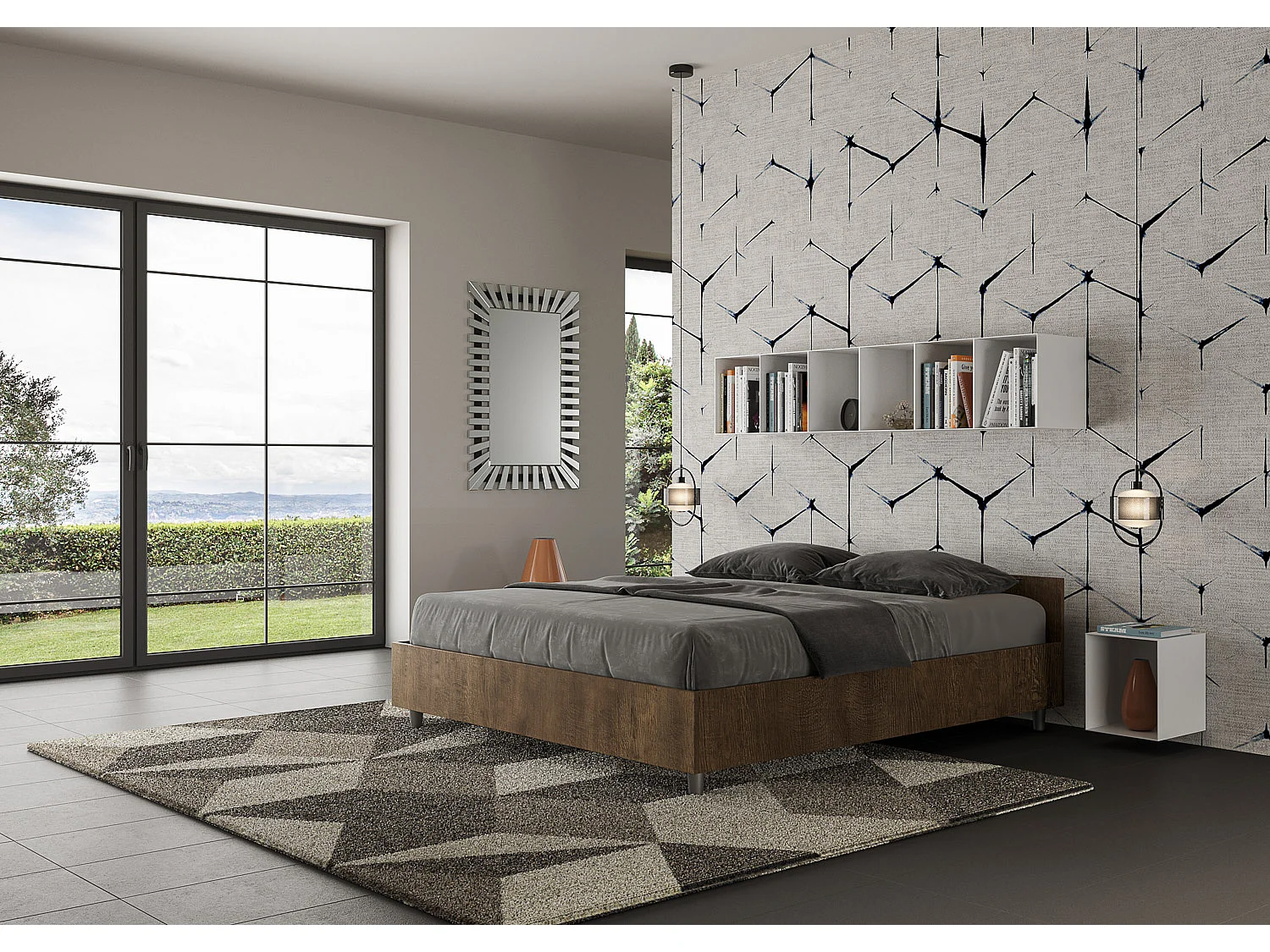 Lit coffre 160x200 noyer Nuamo