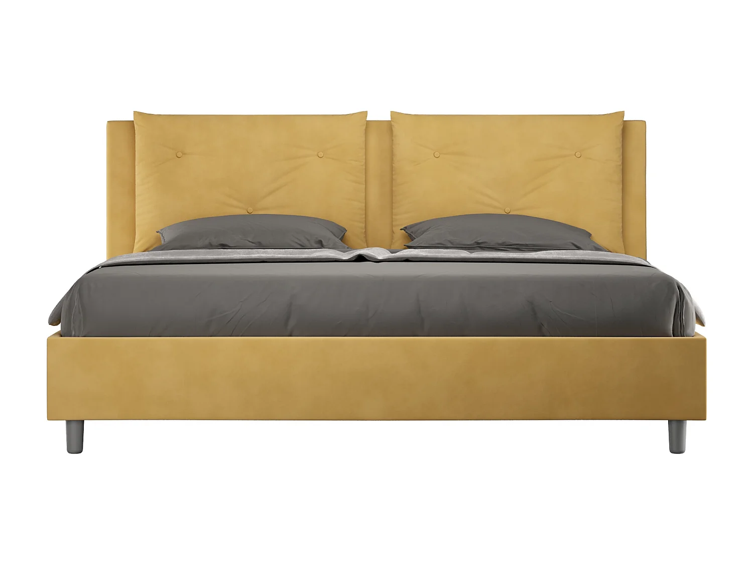 Letto matrimoniale king size contenitore imbottito 200x210 microfibra ocra Appia