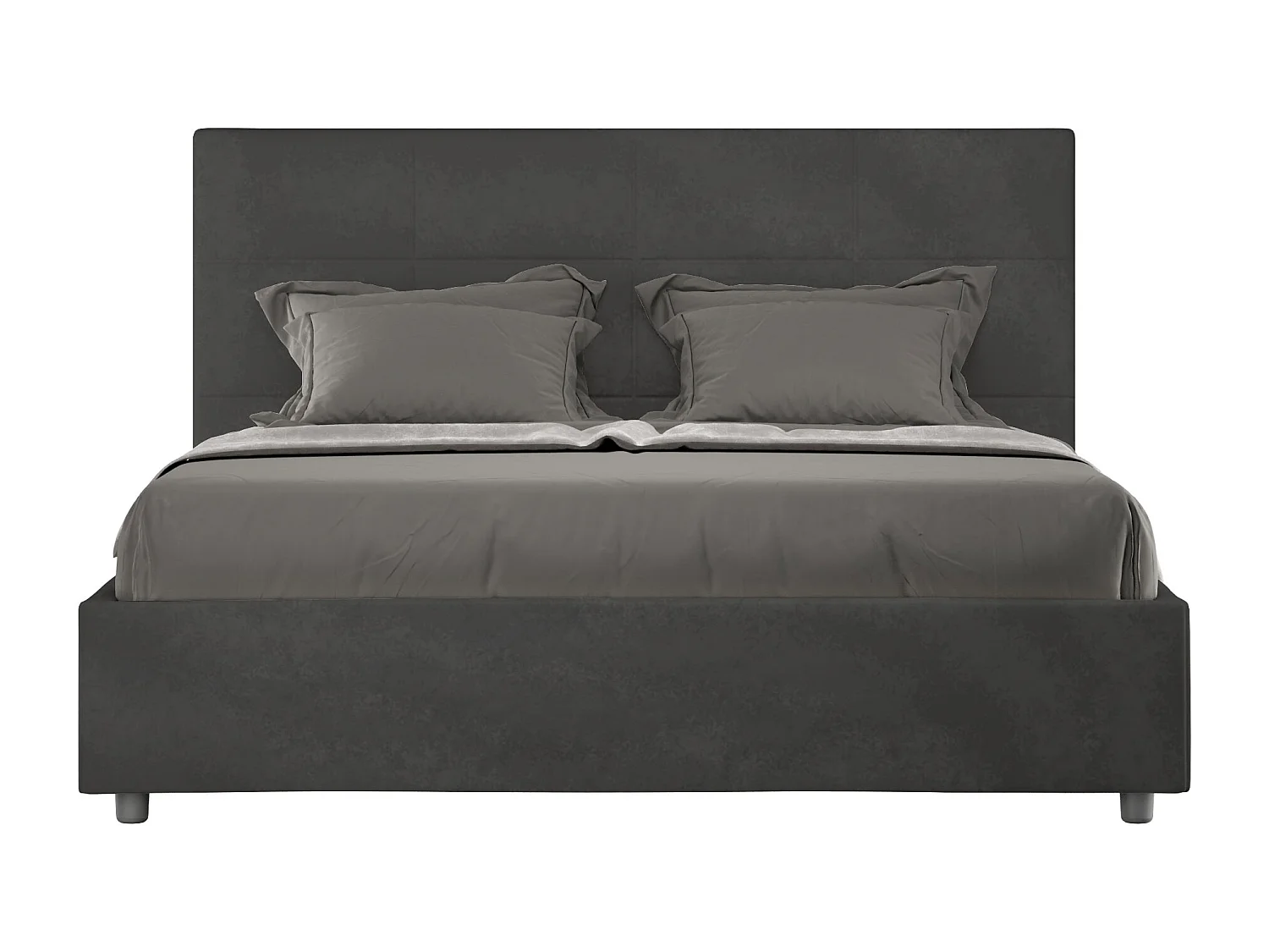 Cama contenedor tapizada 140x190 microfibra gris Mika