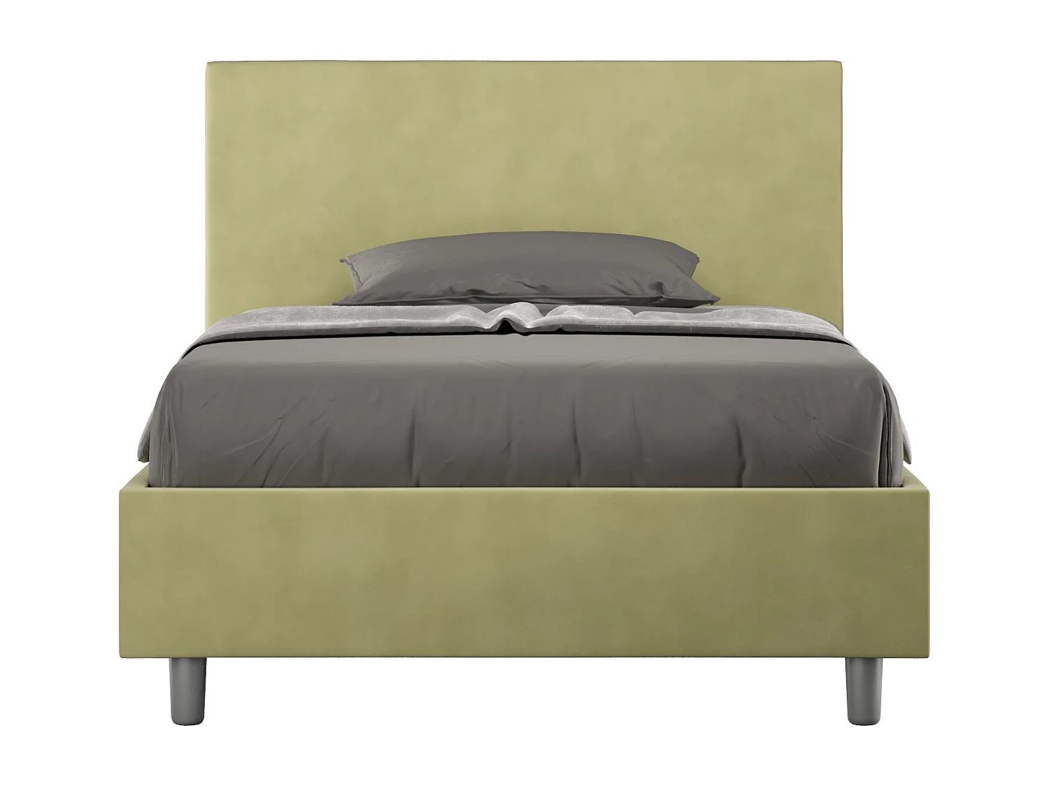 Lit 1 place et demi coffre rembourré 120x200 microfibre vert Adele