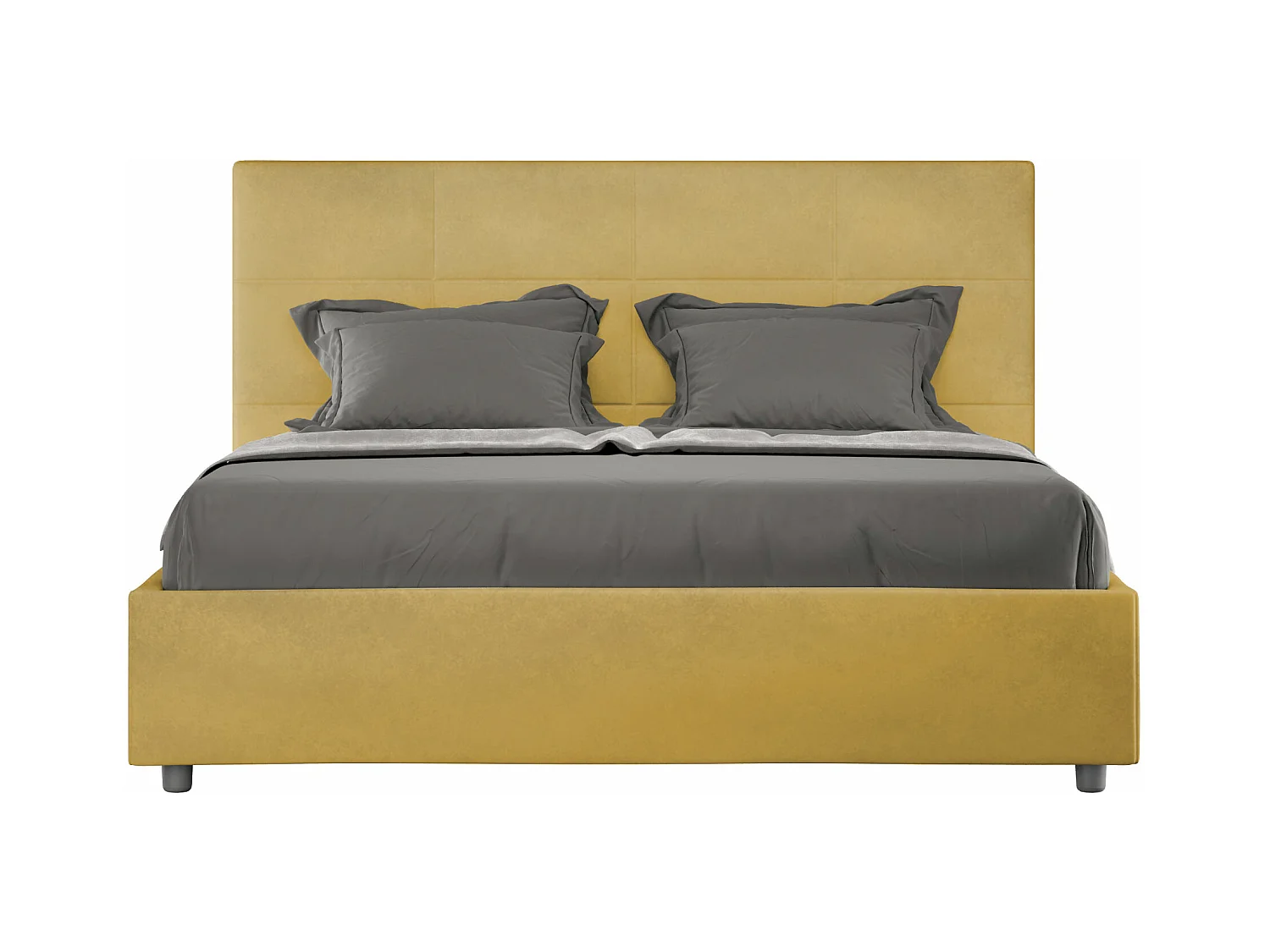 Lit coffre rembourré 160x200 microfibre ocre Mika