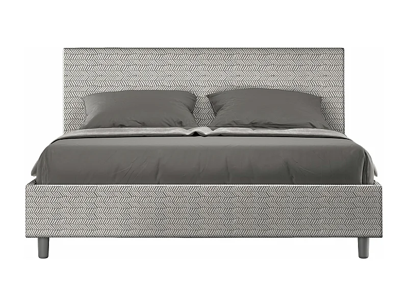 Lit coffre rembourré 160x190 tissu Aragona 1 blanc Adele