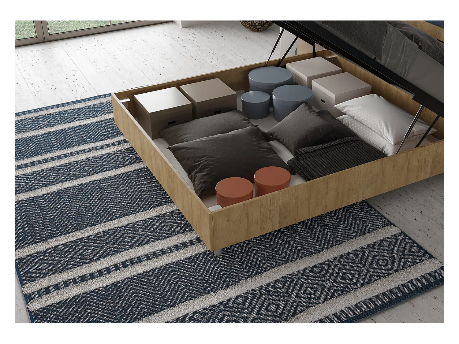 Cama contenedor 160x200 Dores roble